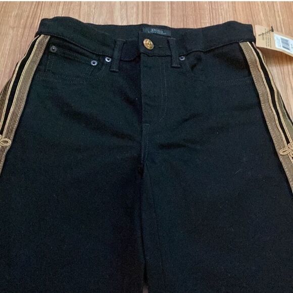 NWT Polo Ralph Lauren Gold & Black Wide Leg Black Jeans 26W - Picture 12 of 14
